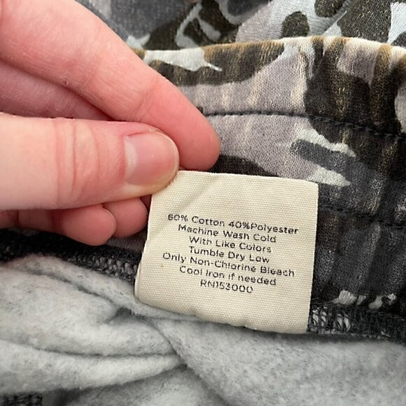 IVORY ELLA Camo Slim Fit Jogger Pants Gray Olive Distressed Pull On Drawstring - Picture 9 of 14